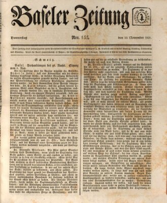 Basler Zeitung Donnerstag 10. November 1831