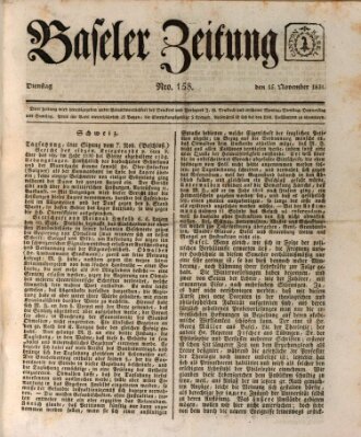 Basler Zeitung Dienstag 15. November 1831