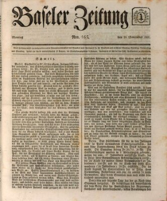 Basler Zeitung Mittwoch 23. November 1831