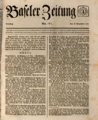 Basler Zeitung Dienstag 27. Dezember 1831