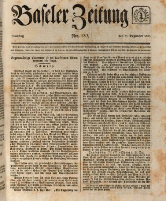 Basler Zeitung Samstag 31. Dezember 1831