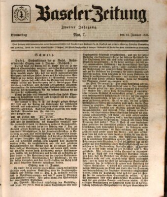 Basler Zeitung Donnerstag 12. Januar 1832