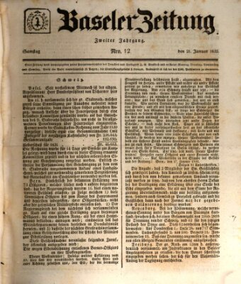 Basler Zeitung Samstag 21. Januar 1832