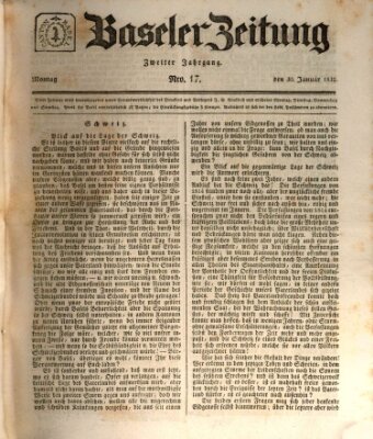 Basler Zeitung Montag 30. Januar 1832