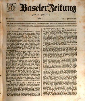 Basler Zeitung Donnerstag 23. Februar 1832