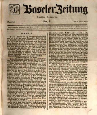 Basler Zeitung Samstag 3. März 1832