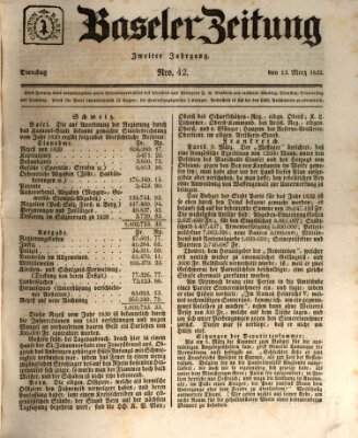 Basler Zeitung Dienstag 13. März 1832