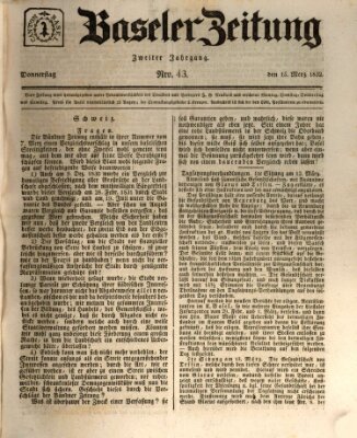 Basler Zeitung Donnerstag 15. März 1832