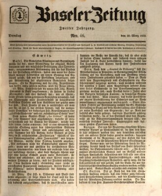 Basler Zeitung Dienstag 20. März 1832