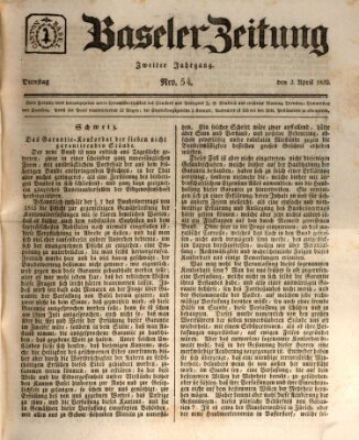 Basler Zeitung Dienstag 3. April 1832