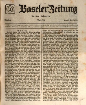 Basler Zeitung Dienstag 10. April 1832