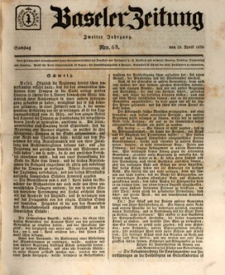 Basler Zeitung Samstag 28. April 1832