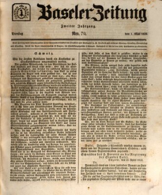 Basler Zeitung Dienstag 1. Mai 1832