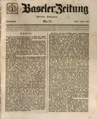 Basler Zeitung Donnerstag 7. Juni 1832