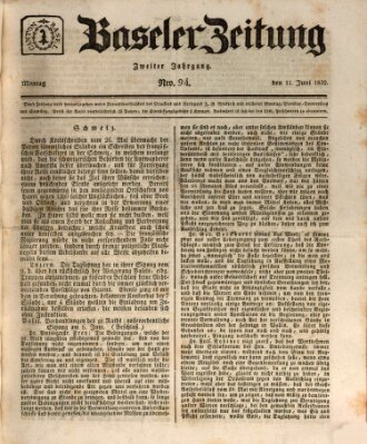 Basler Zeitung Montag 11. Juni 1832