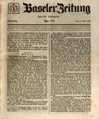 Basler Zeitung Donnerstag 21. Juni 1832