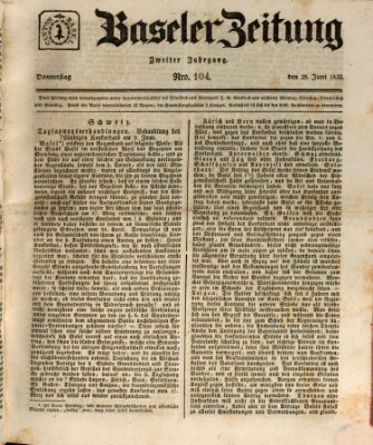 Basler Zeitung Donnerstag 28. Juni 1832