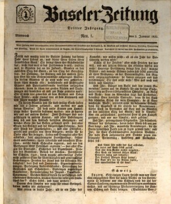 Basler Zeitung Mittwoch 2. Januar 1833