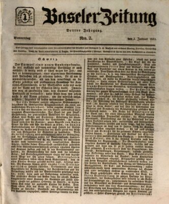 Basler Zeitung Donnerstag 3. Januar 1833