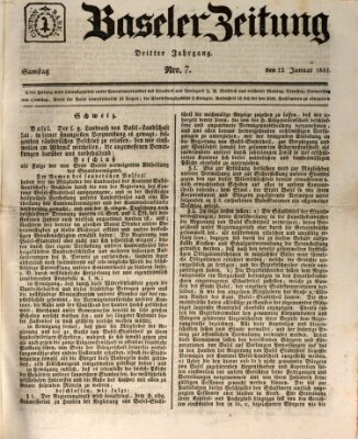 Basler Zeitung Samstag 12. Januar 1833