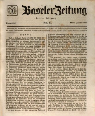 Basler Zeitung Donnerstag 17. Januar 1833