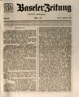 Basler Zeitung Montag 21. Januar 1833