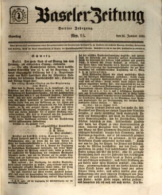 Basler Zeitung Samstag 26. Januar 1833