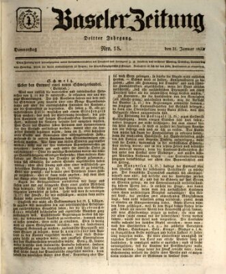 Basler Zeitung Donnerstag 31. Januar 1833