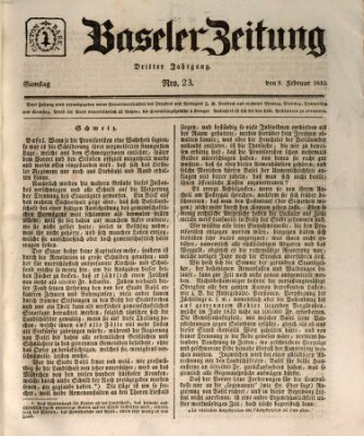 Basler Zeitung Samstag 9. Februar 1833