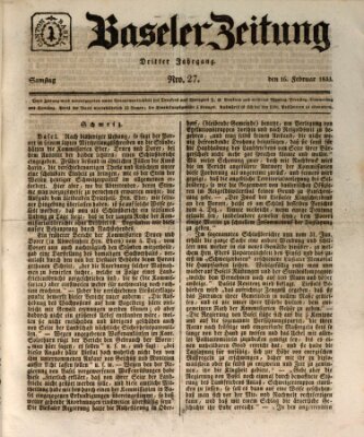 Basler Zeitung Samstag 16. Februar 1833