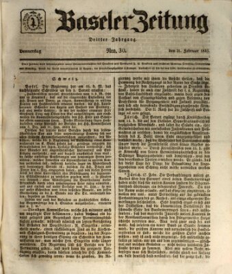 Basler Zeitung Donnerstag 21. Februar 1833