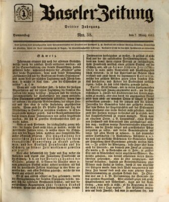 Basler Zeitung Donnerstag 7. März 1833