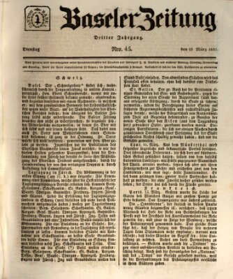 Basler Zeitung Dienstag 19. März 1833