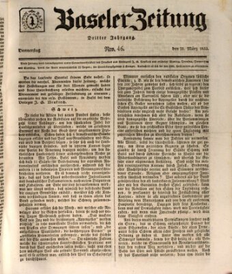 Basler Zeitung Donnerstag 21. März 1833