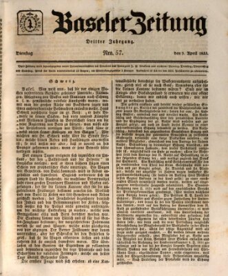 Basler Zeitung Dienstag 9. April 1833