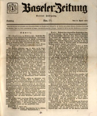 Basler Zeitung Samstag 13. April 1833