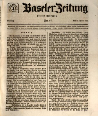 Basler Zeitung Montag 15. April 1833