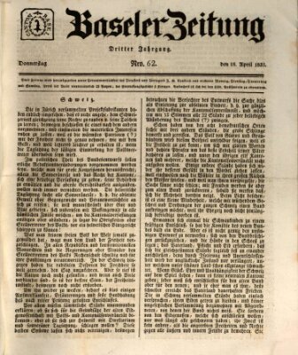 Basler Zeitung Donnerstag 18. April 1833