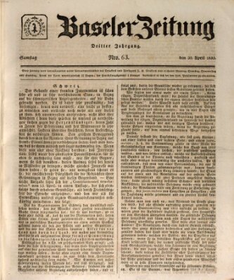 Basler Zeitung Samstag 20. April 1833