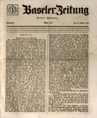 Basler Zeitung Dienstag 23. April 1833