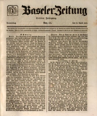 Basler Zeitung Donnerstag 25. April 1833