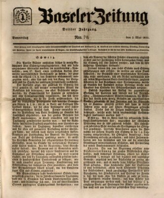 Basler Zeitung Donnerstag 2. Mai 1833