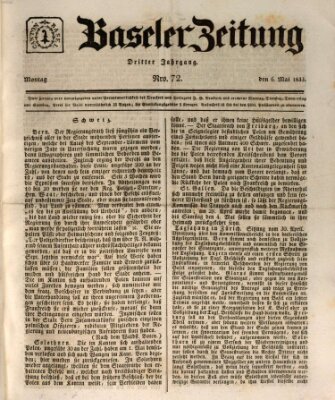 Basler Zeitung Montag 6. Mai 1833