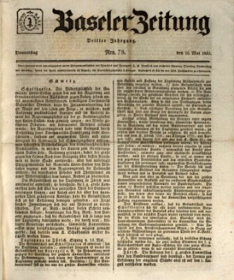 Basler Zeitung Donnerstag 16. Mai 1833