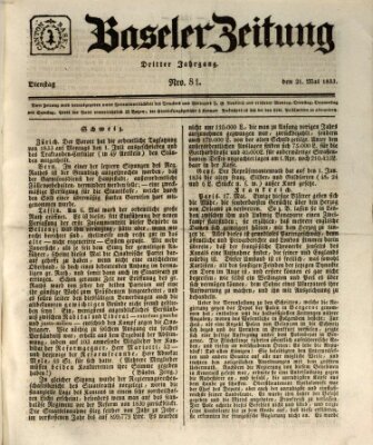 Basler Zeitung Dienstag 21. Mai 1833