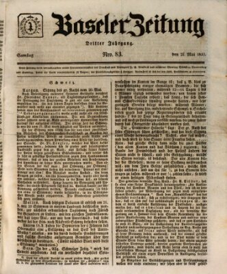 Basler Zeitung Samstag 25. Mai 1833