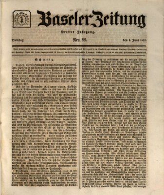 Basler Zeitung Dienstag 4. Juni 1833