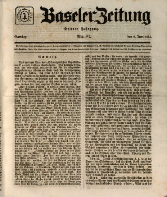 Basler Zeitung Samstag 8. Juni 1833