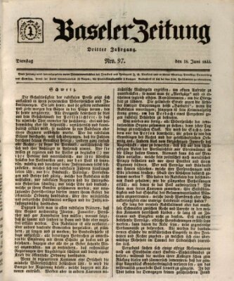 Basler Zeitung Dienstag 18. Juni 1833