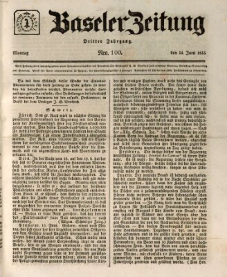 Basler Zeitung Montag 24. Juni 1833